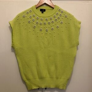 Embellished Lime Green Knit Top